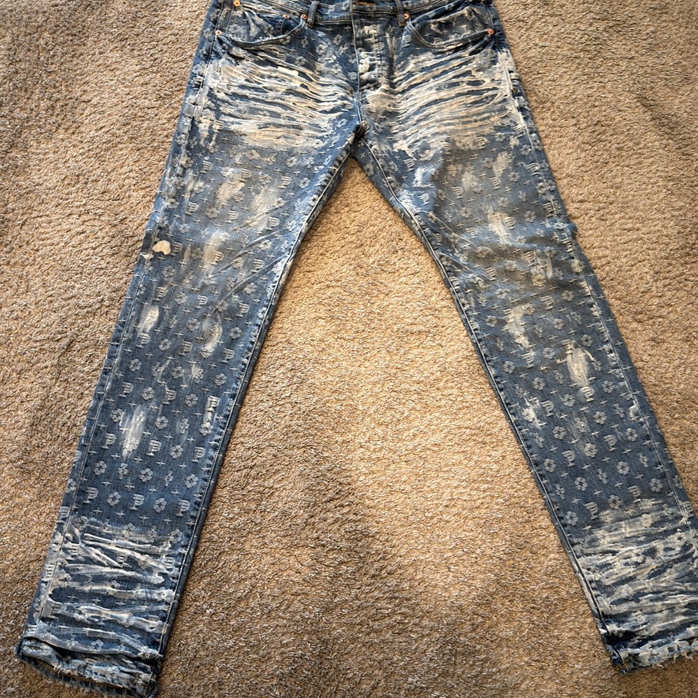 PURPLE BRAND Stylish Blue Distressed Men's Jeans